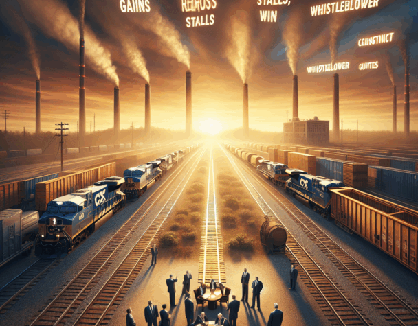 CSX Gains as NS Reroute Stalls; Whistleblower Win.
